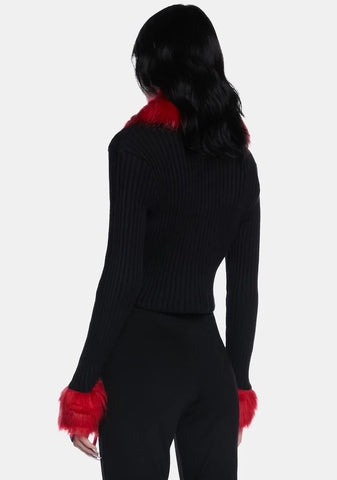 Imaginary Joy Cropped Cardigan - Red