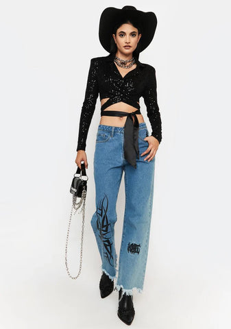 Party's Here Sequin Wrap Blazer