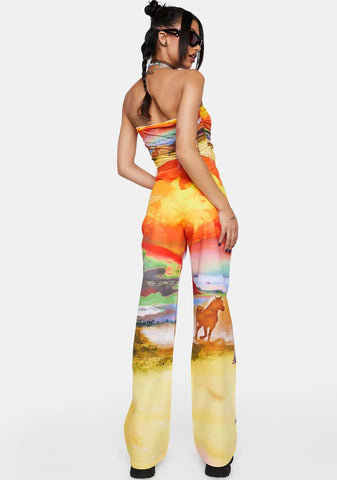 Rawhide Bootcut Cowboy Print Trousers