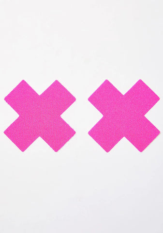 Neon Pink Cross Pasties