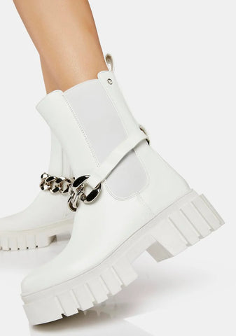 White Cause You're Wild Ankle Boots