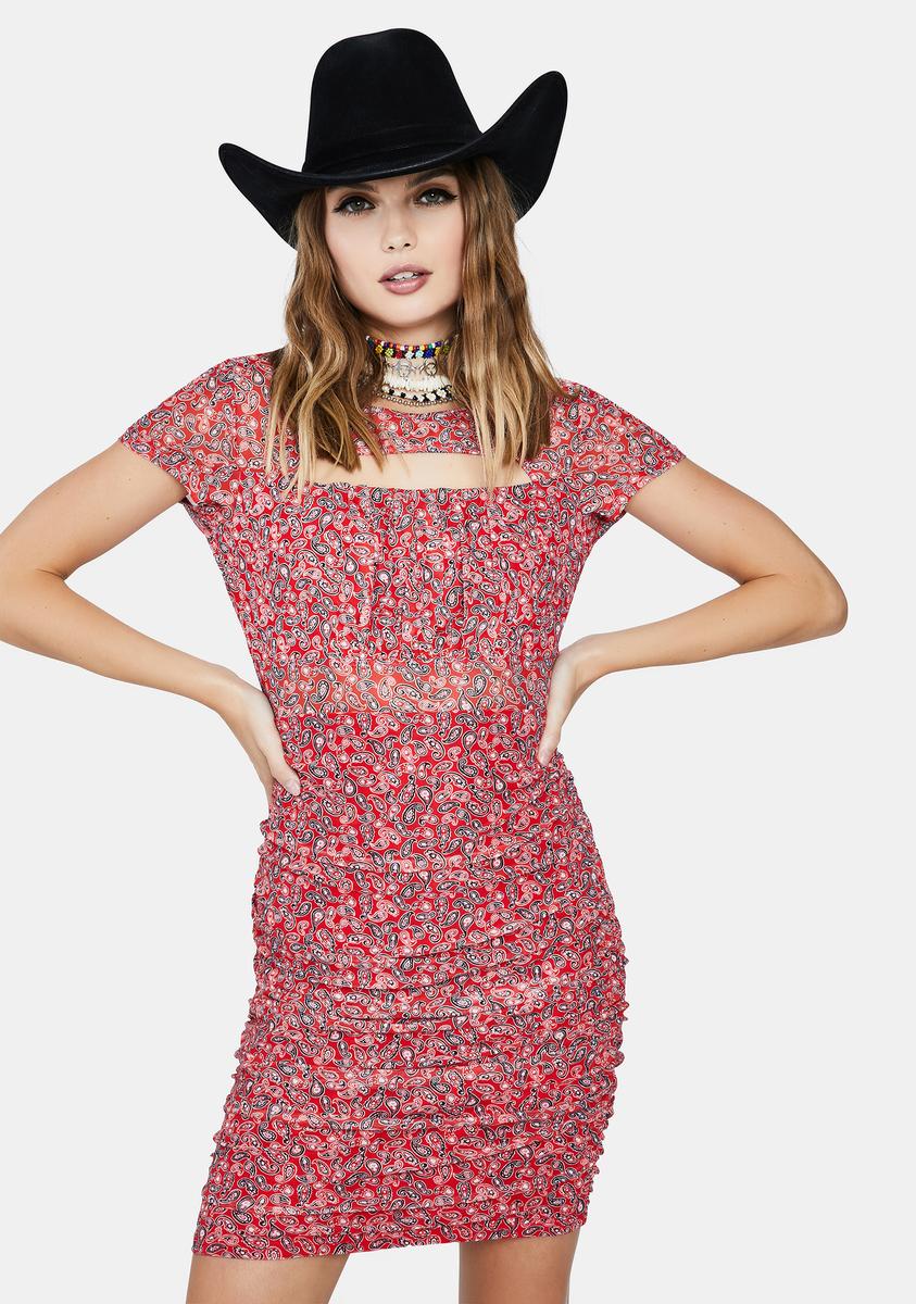 Tied Mesh Mini Dress