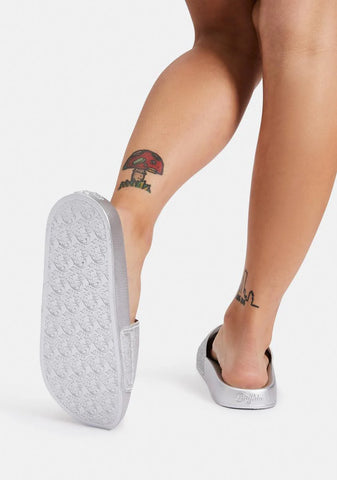 Silver Glitter Rio Slides