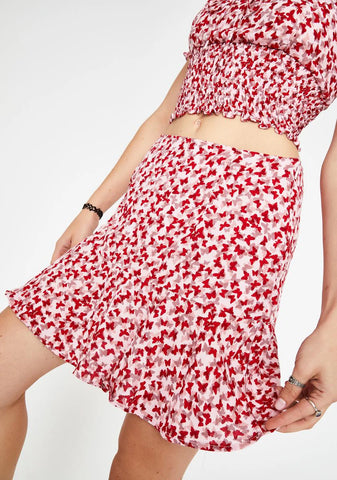 Red Butterfly Gaelle Mini Skirt