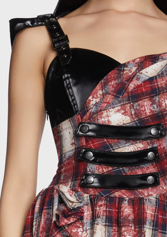 Grunge Ruffle Plaid Dress