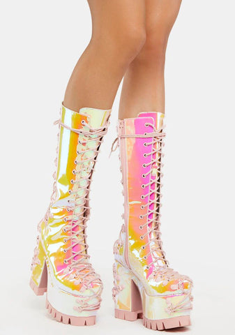 Sweet Lucid Daydream Lace-Up Boots