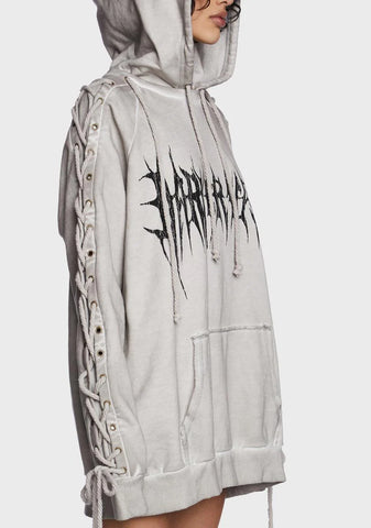 Modulation Unisex Ecru Lace-Up Hoodie