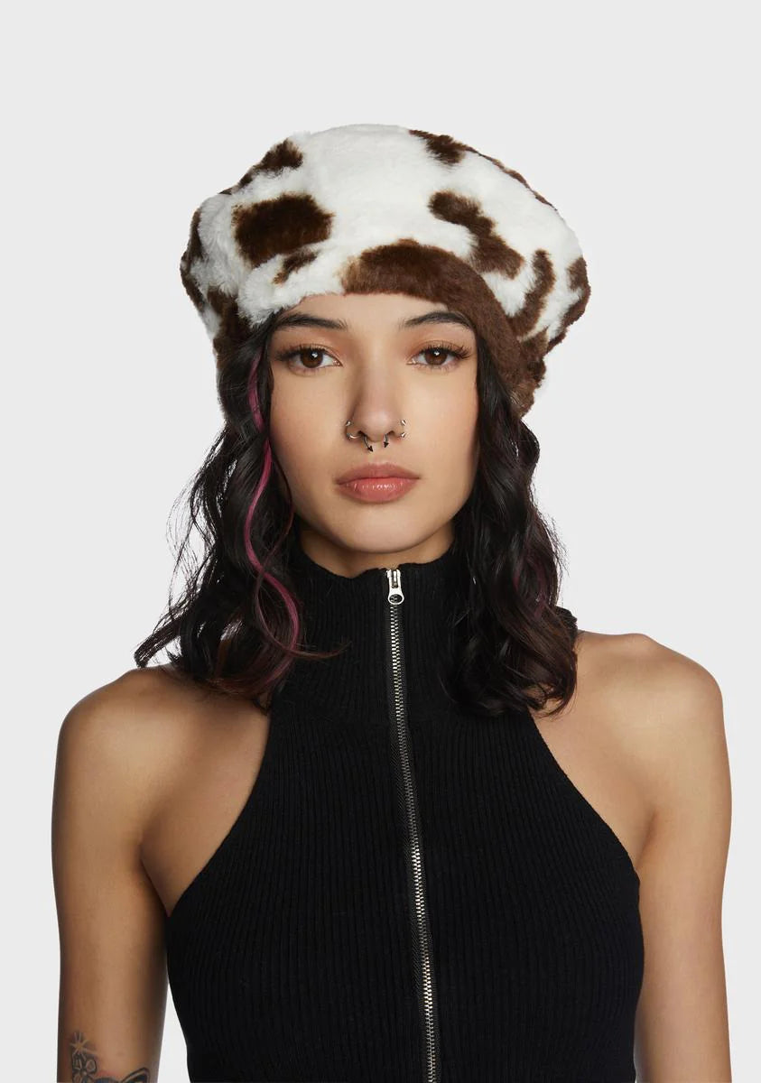 Chocolate Endless Adventure Faux Fur Beret