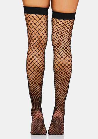 Wicked Deadly Kisses Fishnet Thigh Highs