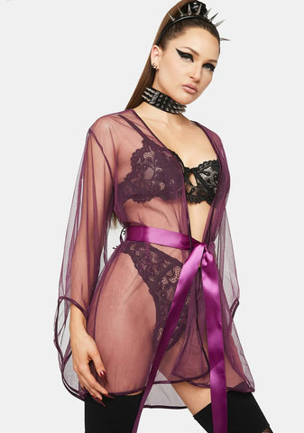 Sydney Sheer Satin Tie Robe