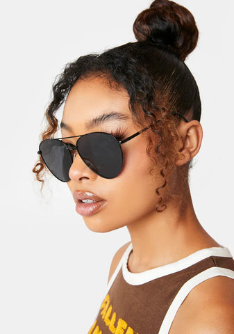 Black Charlie Aviator Sunglasses