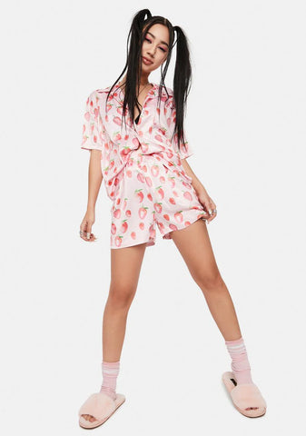 X Dessie Jackson Painted Strawberries Shorts