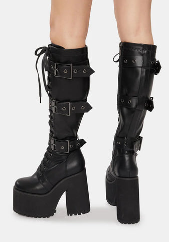 Wicked Guardian Platform Buckle Boots