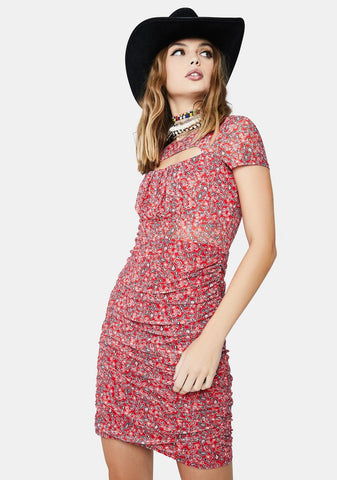 Tied Mesh Mini Dress