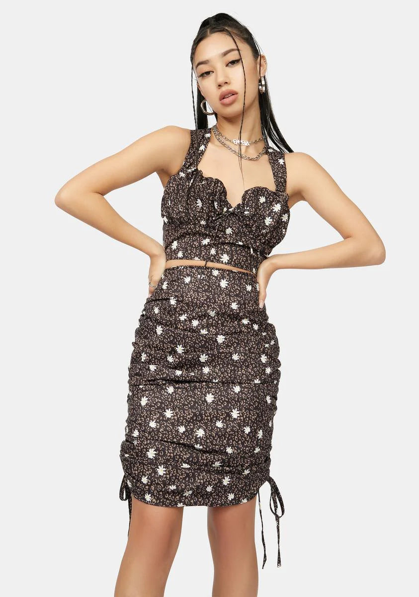 Take A Picture Floral Ruched Skirt Set
