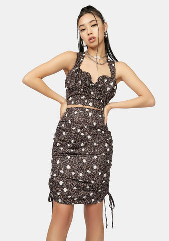 Take A Picture Floral Ruched Skirt Set