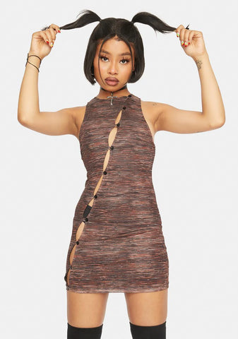 Summer Rays Brown Mesh Aida Mini Dress