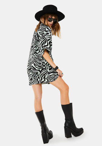 Wavy Zebra Fresia Shirt Dress
