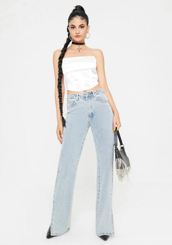 Ivory Better Be Satin Corset Crop Top