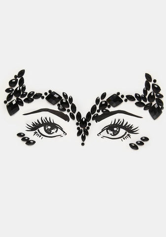 Maleficent Gothic Queen Crystal Jewel Face Sticker