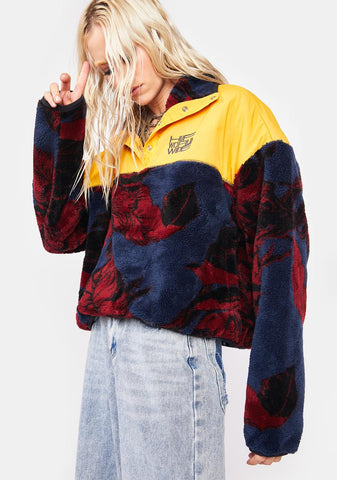 Navy Sativa Sherpa Fleece Pullover