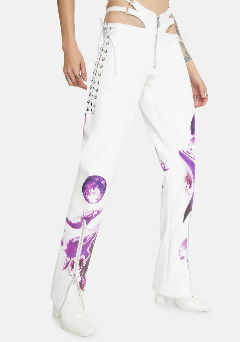 White Cyber Dolphin Lace-Up Trousers
