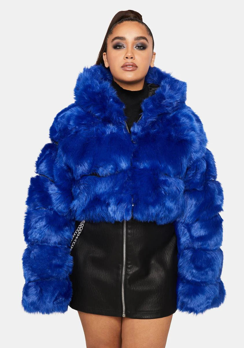 Plus Blue Gracelle Faux Fur Coat