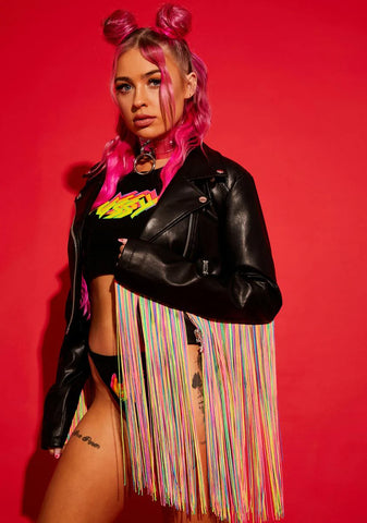 Love Wins Rainbow Fringe Moto Jacket