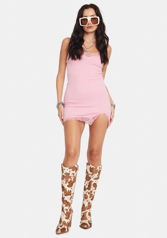 Baby Pink Rib Coti Mini Dress