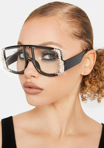 Clearly Crystal Clear Rhinestone Sunglasses