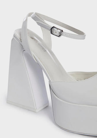 White Clementine Block Heels