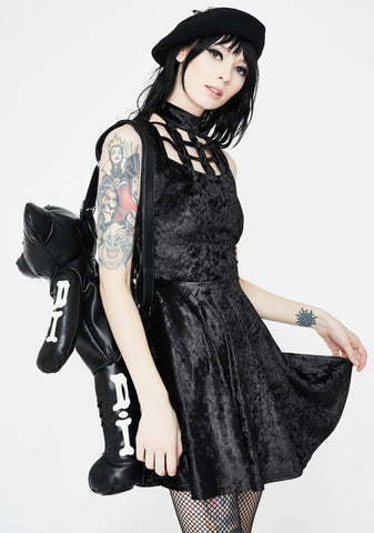 Velveteen Dream Caged Neck Mini Dress