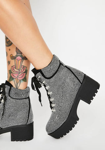 Scorpion Rhinestone Combat Boots