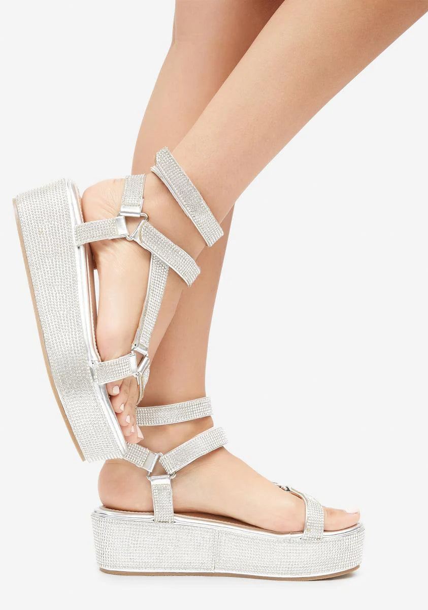 Ice On The Runway Strappy Platform Sandals