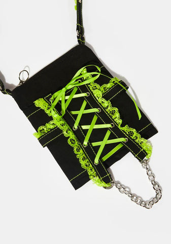 Green Lace Cross Body Bag