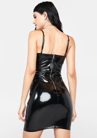Night Goddess Within Vinyl Mini Dress