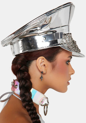 Metallic Hanging Chain Captain Hat