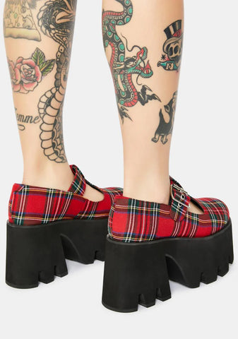 Tee Tartan Platform Mary Janes