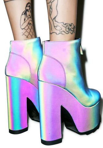 Reflective Nightmare Platform Boots