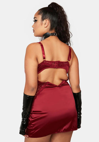 Plus Allegra Satin And Lace Babydoll