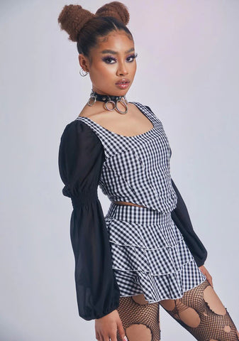 Wicked Menage A Trois Gingham Corset Tank