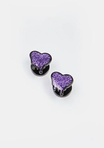 I Bleed Glitter Heart Stud Earrings
