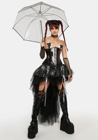 Lavish Black Clear Curvy Underbust Waist Cincher Corset