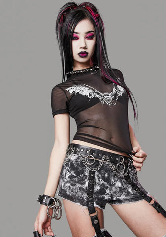 Straight From Hell Mesh Crop Tee