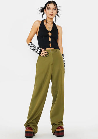 Khaki Abba Wide Leg Trousers