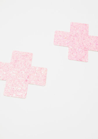 Pink Super Sparkle Cross Pasties