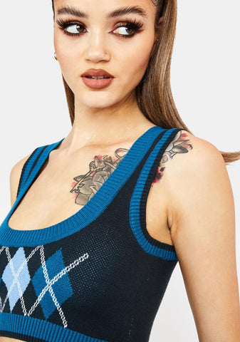 Learn The Ropes Argyle Sweater Tank