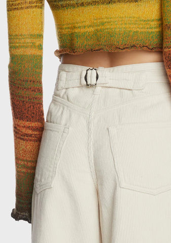 Corduroy Logan Cinch Back Pants - Winter White