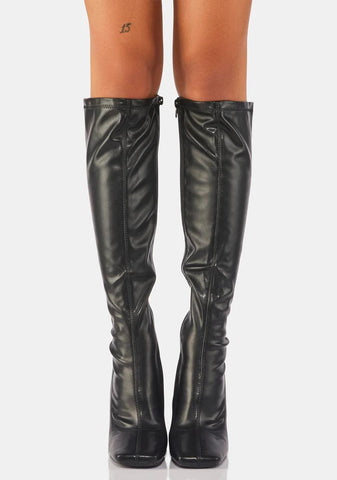 Noir Room For One Knee High Boots