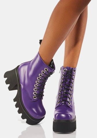 Purple Run To You Platform Ankle Boots